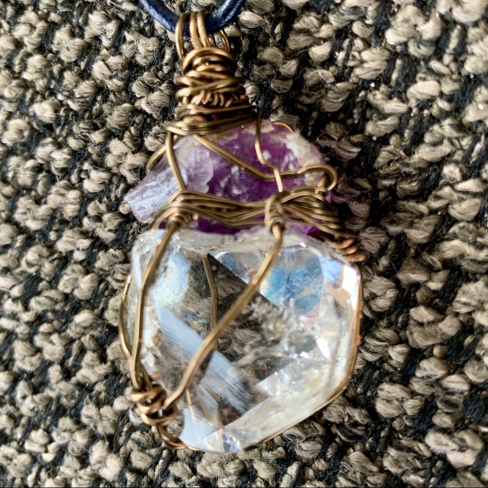 Amethyst, & Herkimer Diamond Pendant - Picture 8 of 13
